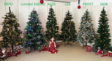 NOR, smalt kunstigt juletræ, PVC, 1,8 X 0,7 m, m/LED lys