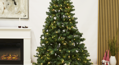 ASKE, kunstigt juletræ, udendørs, PVC, 1,2 x 0,8 m, m/LED lys