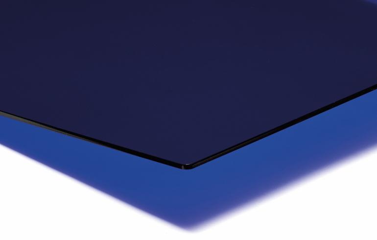 OROGLAS® plade, Blå transparent, 2030mm x 3050mm x 3,0mm, LT 28%
