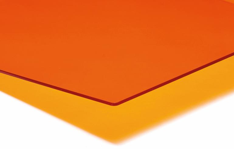 PLEXIGLAS® GS, Orange transparent, 2030mm x 3050mm x 3,0mm, LT 39%
