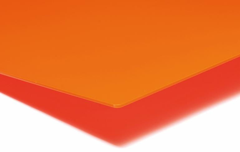 PLEXIGLAS® GS, Orange translucent, 2030mm x 3050mm x 3,0mm, LT 6%