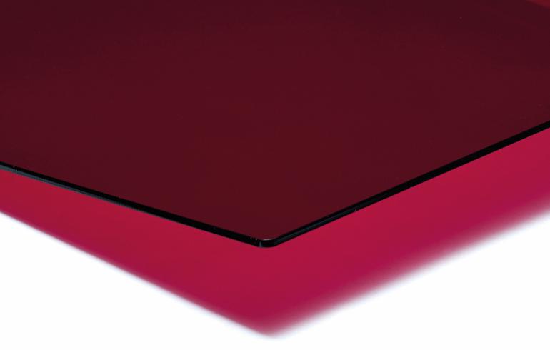 OROGLAS® plade, Rød transparent, 2030mm x 3050mm x 3,0mm, LT 29%