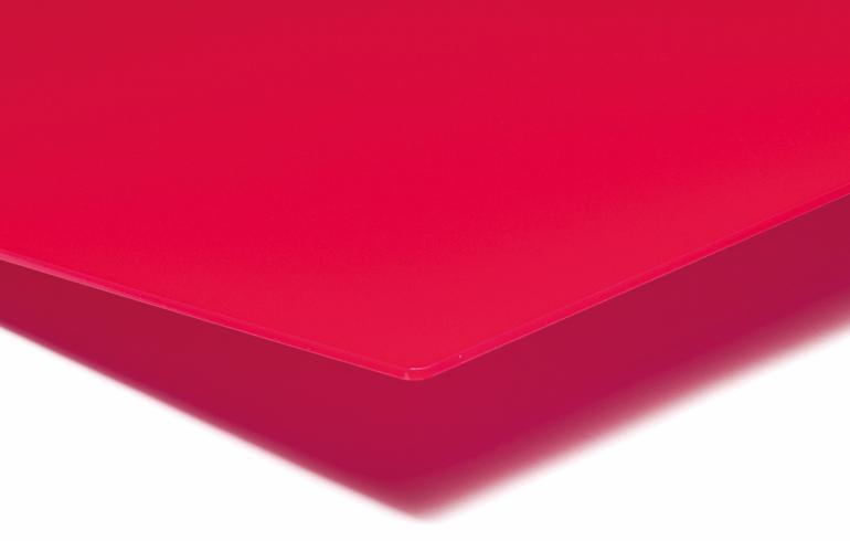 OROGLAS® plade, Rød translucent, 2030mm x 3050mm x 3,0mm, LT 13%