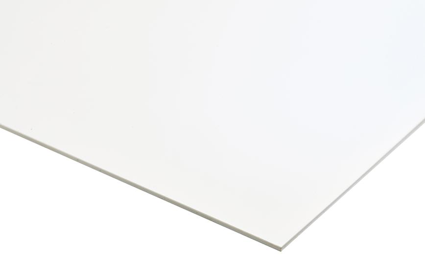 Polystyren plade, Hvid mat/mat, 1006mm x 1406mm x 3mm