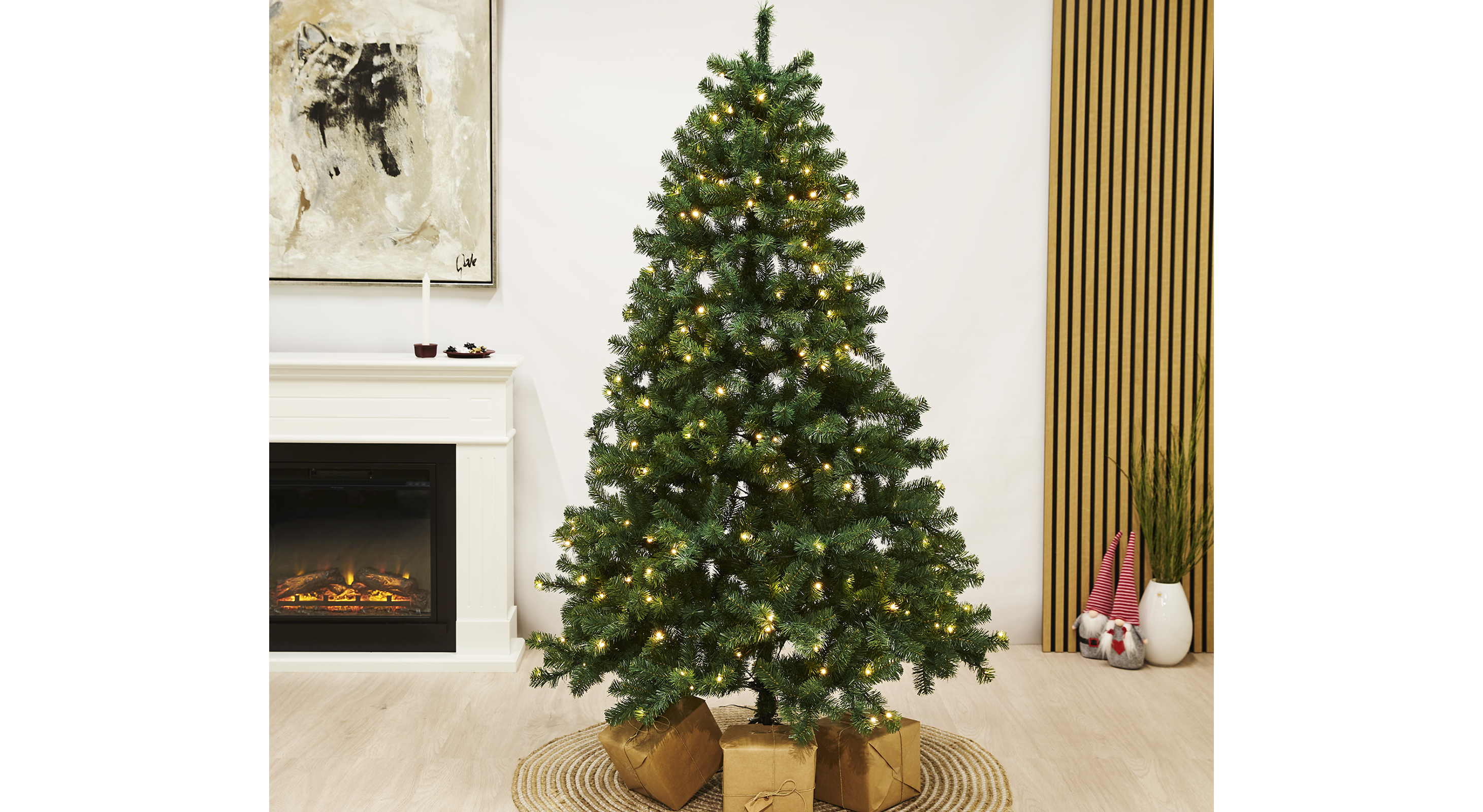 Billede af ASKE, kunstigt juletræ, PVC, 2,1 x 1,4 m, m/LED lys
