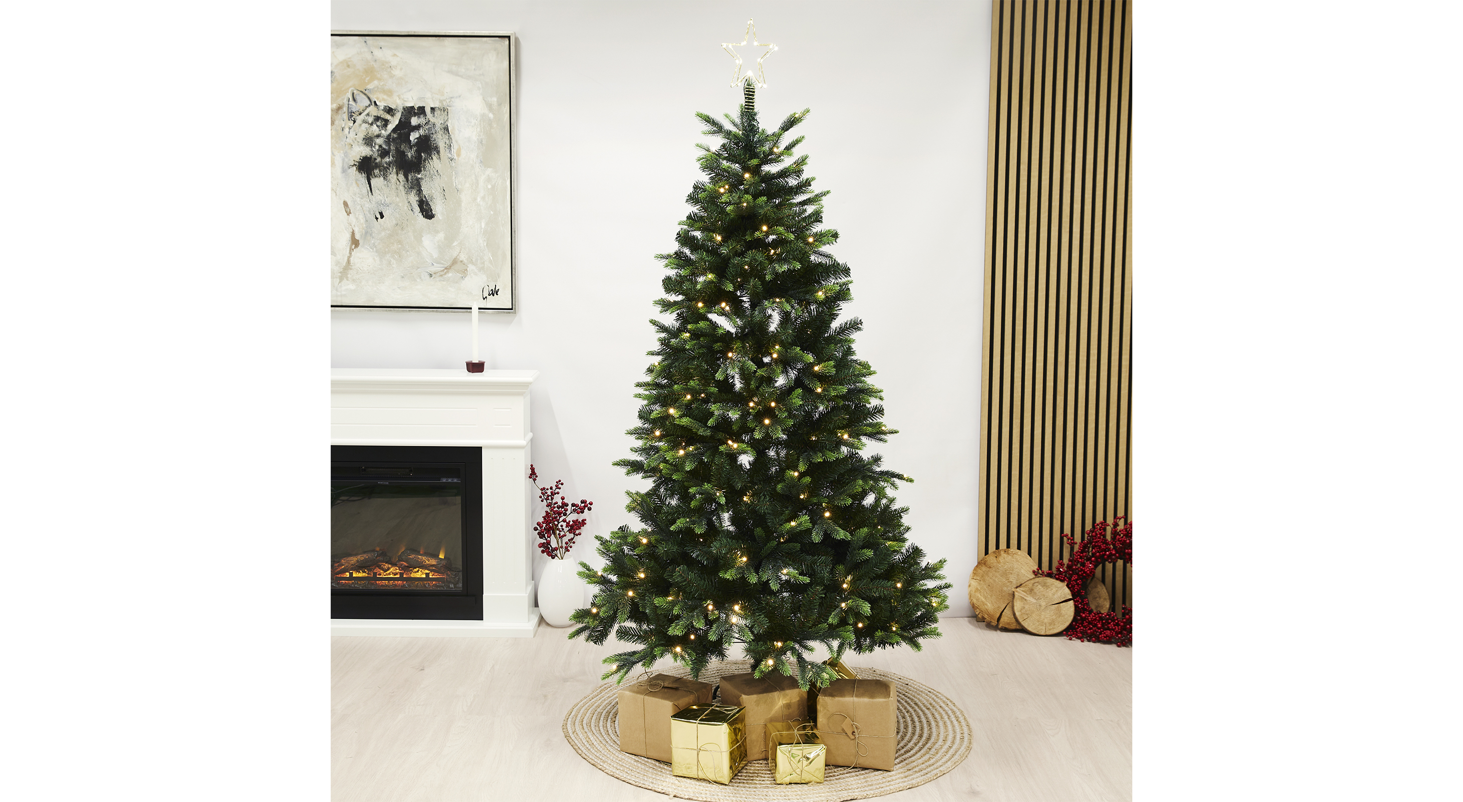 Billede af LIFA, kunstigt juletræ, PE/PVC, 1,5 x 1 m, m/LED lys og stjerne