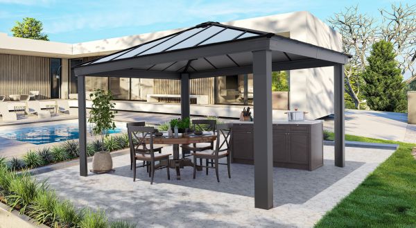 Pavillon, Dallas 4,2 x 4,2 m, antracitgrå - 