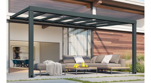 Terrasseoverdækning, Stockholm 3,4 x 3,7 m, antracitgrå - 