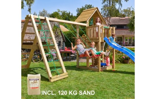 Legetårn Cubby, inkl. Climb modul, 120 kg sand, blå rutschebane - 