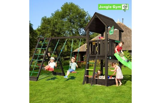 Legetårn Club, inkl. Climb modul, rutschebane, grundmalet sort - 