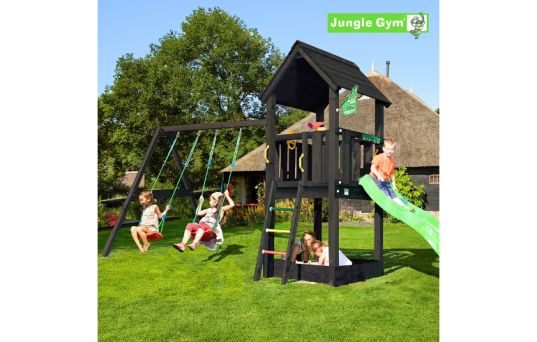 Legetårn Club, inkl. Swing modul, rutschebane, grundmalet sort - 