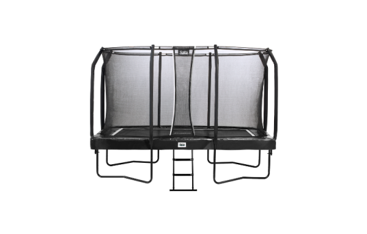 Trampolin First Class, rektangulær, 427 x 244 cm, inkl. stige og sikkerhedsnet, sort - 