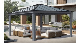 Pavillon, Dallas 4,2 x 4,8 m, antracitgr&aring;