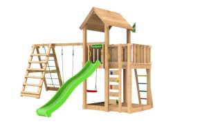 Leget&aring;rn Mansion 2.1, inkl. Climb modul, 120 kg sand, gr&oslash;n rutschebane